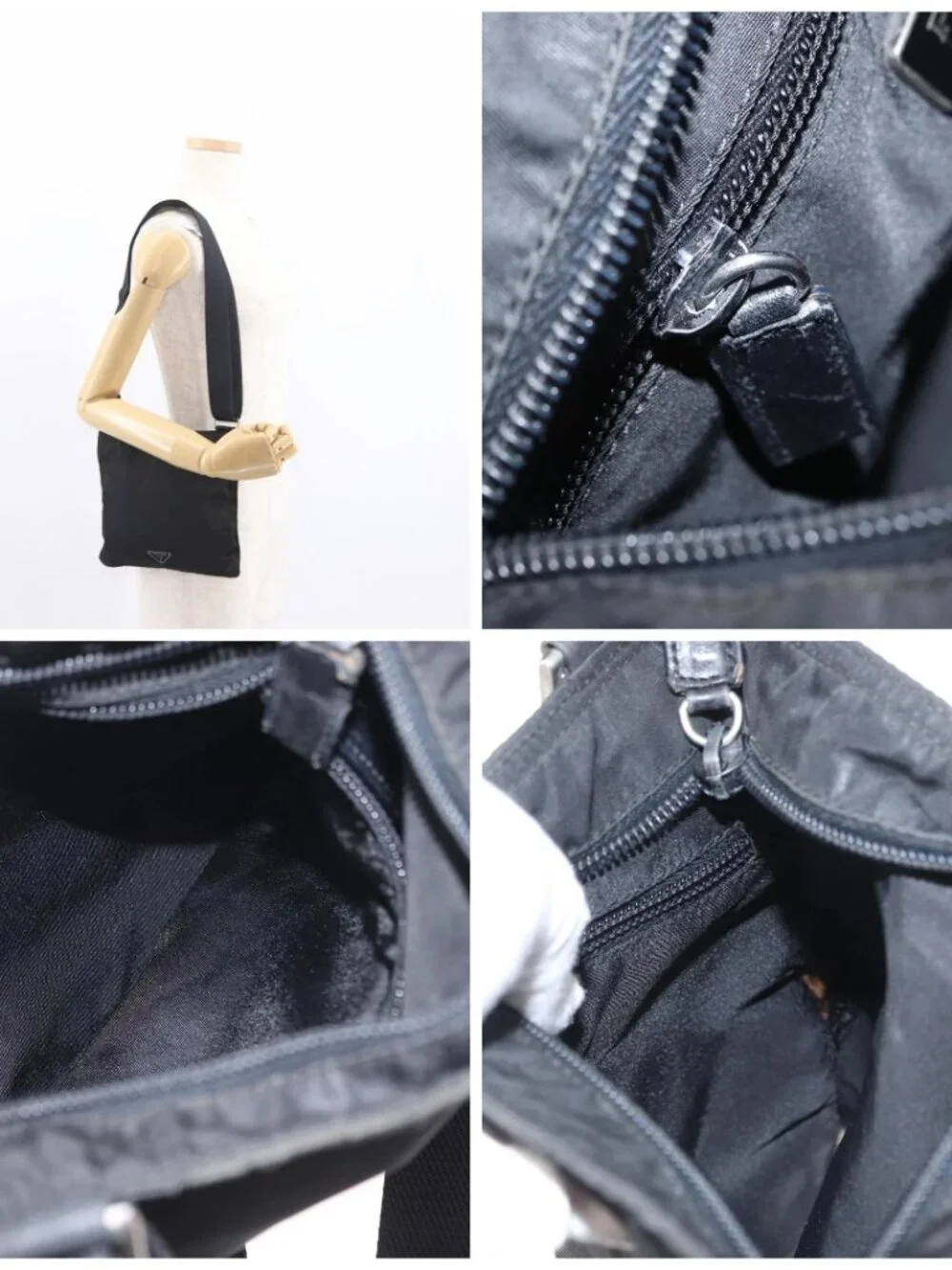 PRADA Shoulder Bag Nylon Black Silver Auth - Picture 16 of 16